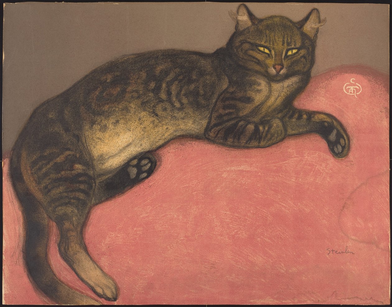 Winter: Katze auf einem Kissen von Théophile Alexandre Steinlen