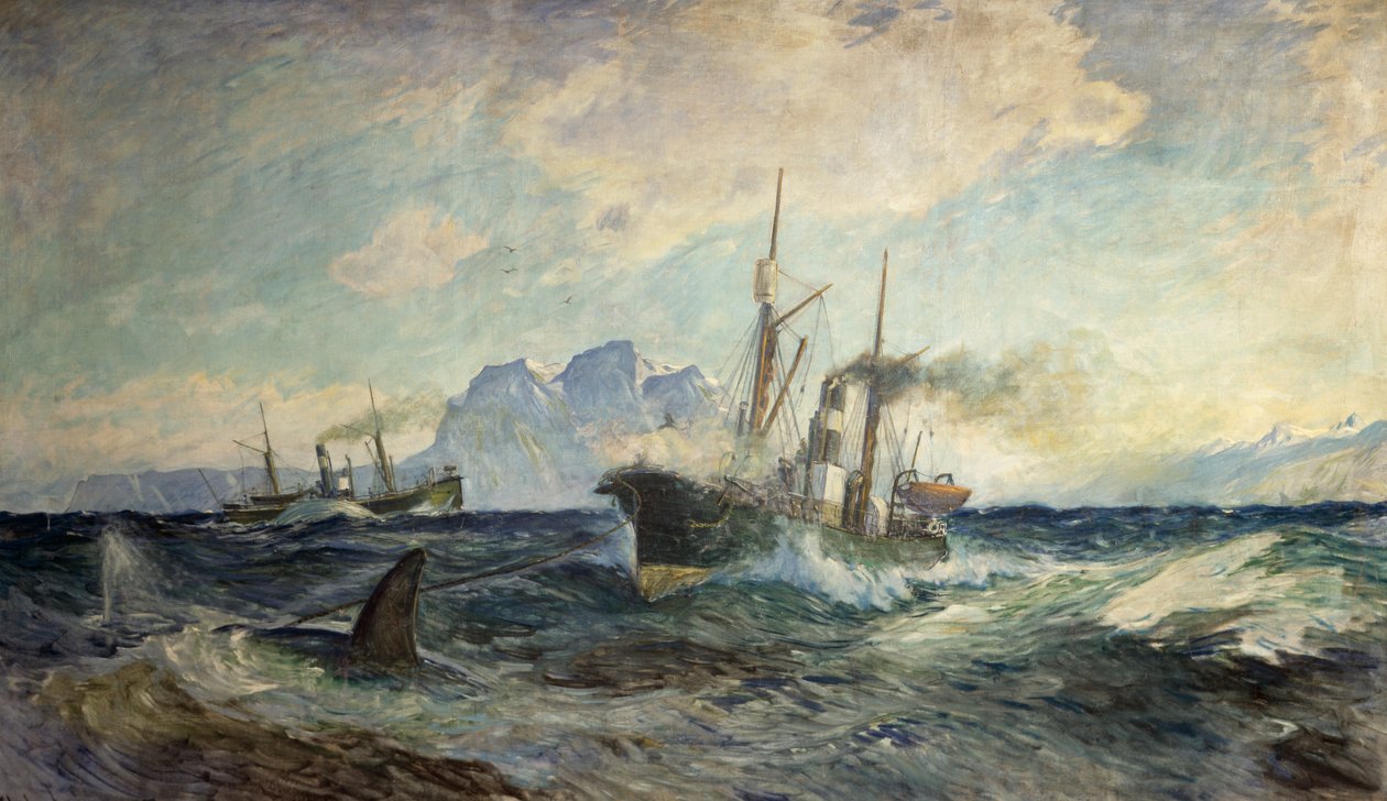 Duncan Grey und Nancy Grey im Kampf mit einem Wal von Thorolf Holmboe
