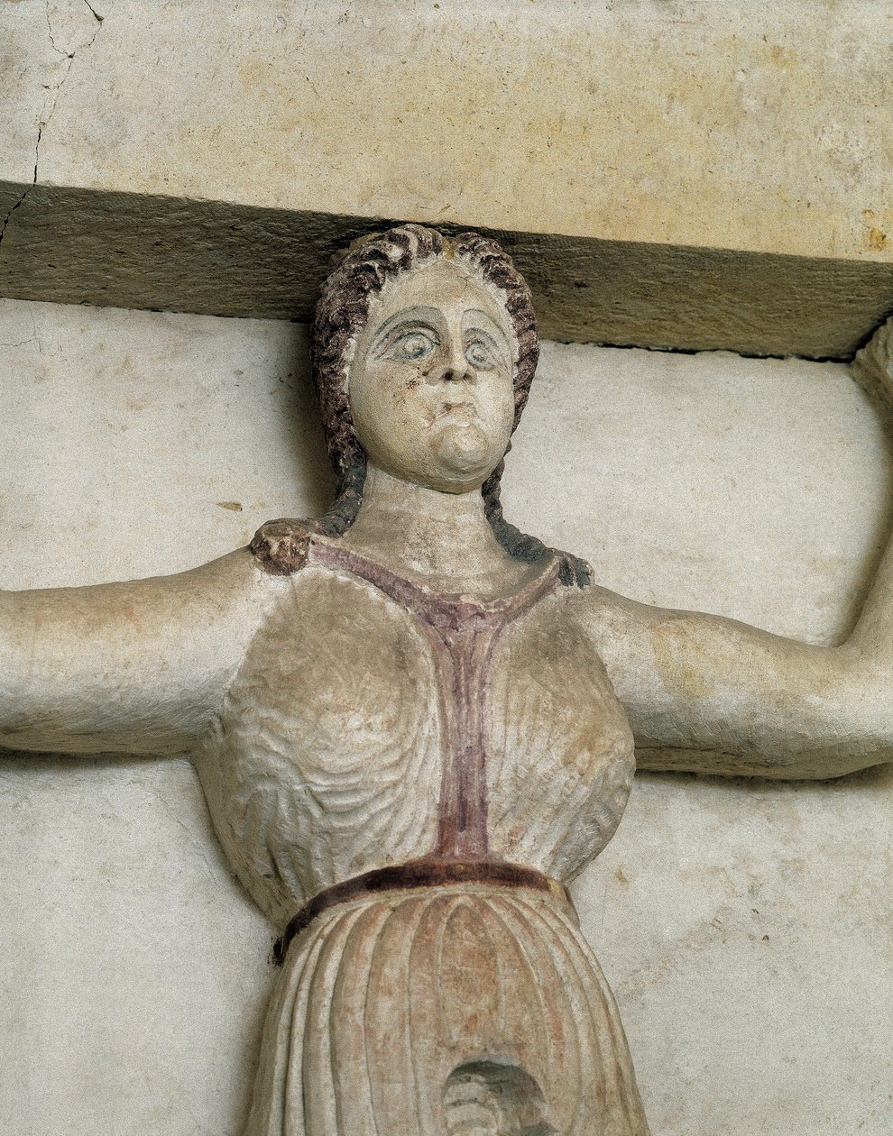 Thrakisches Grab von Sveshtari, Detail einer Frauenstatue in Atlas, 3. Jahrhundert v. Chr. (Steinskulptur) von Thracian Thracian