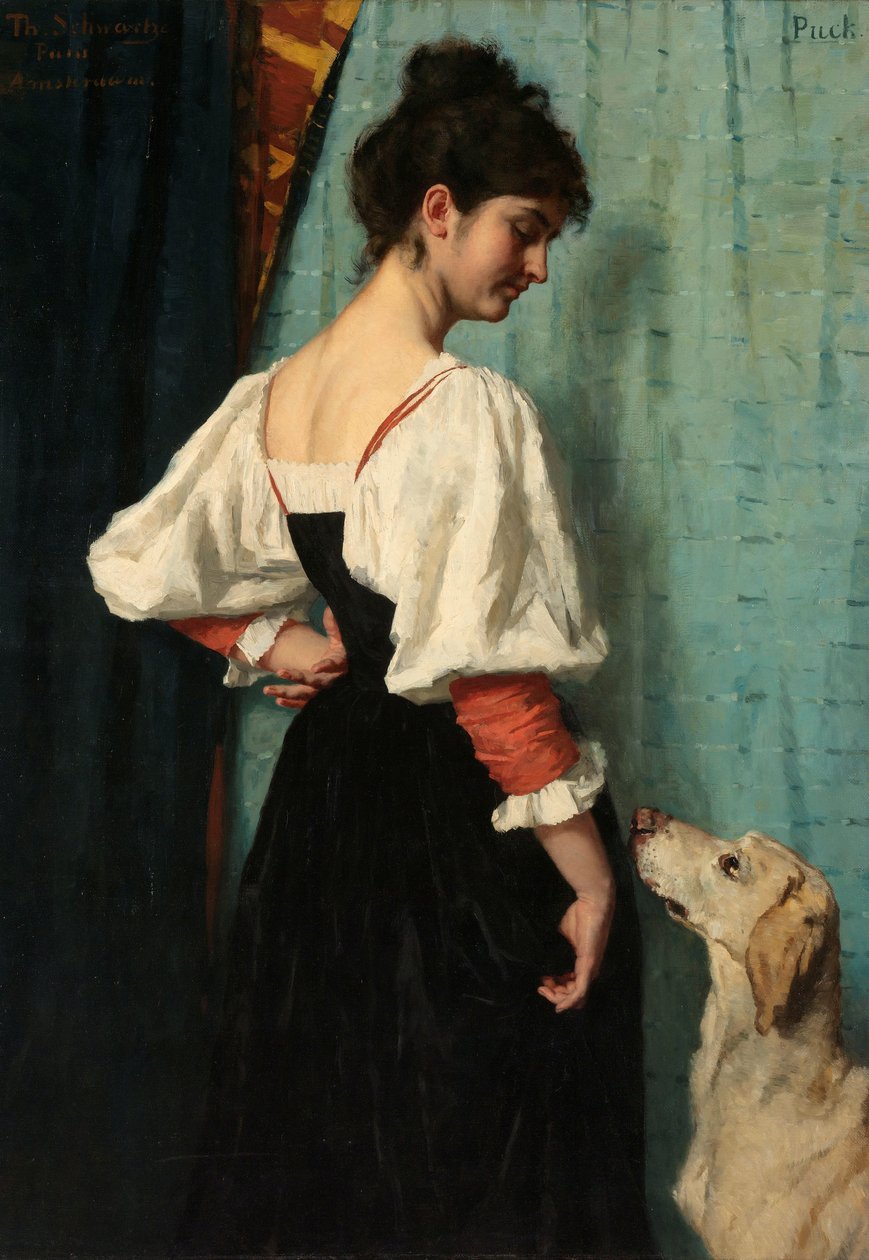 Porträt einer jungen Frau mit dem Hund 
