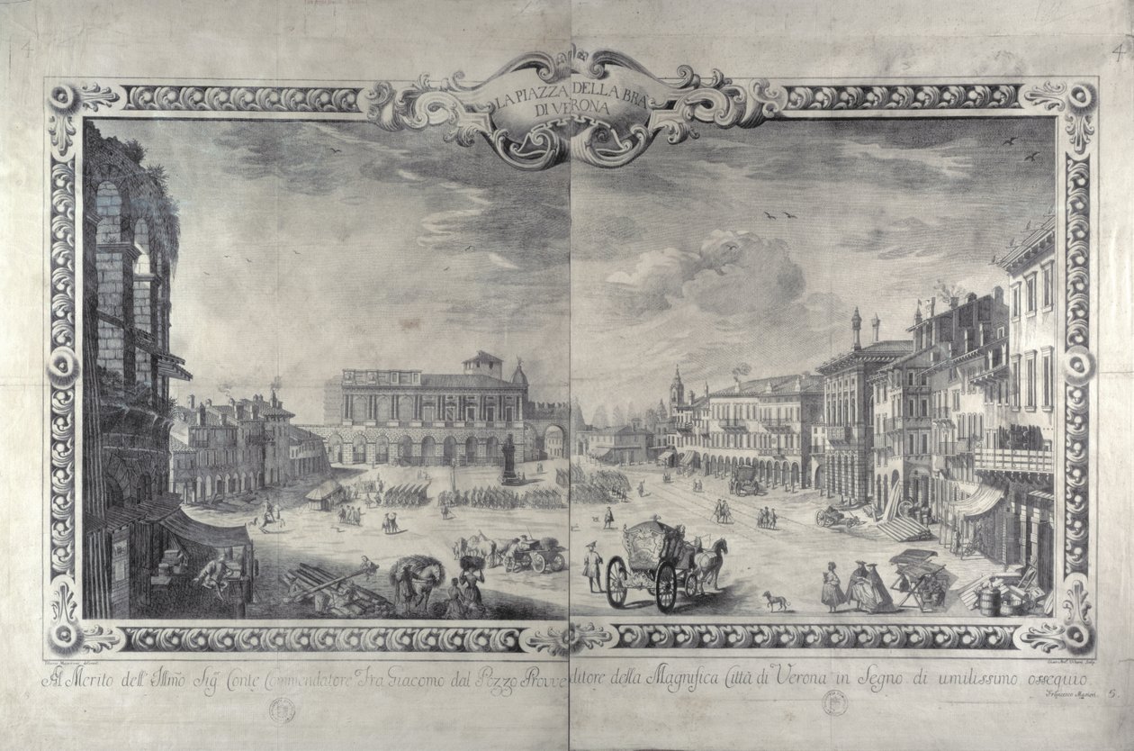Die Piazza della Bra, Verona, graviert von Gianantonio Urbani, ca. 1700 von Tiberio Majeroni