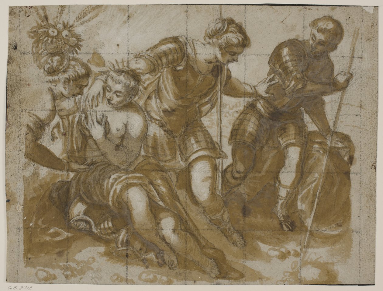 Minerva, Mars und Venus nach Jacopo Tintorettos Gemälde im Sala dell’Anticollegio, Dogenpalast, Venedig von Tiberto Tinelli