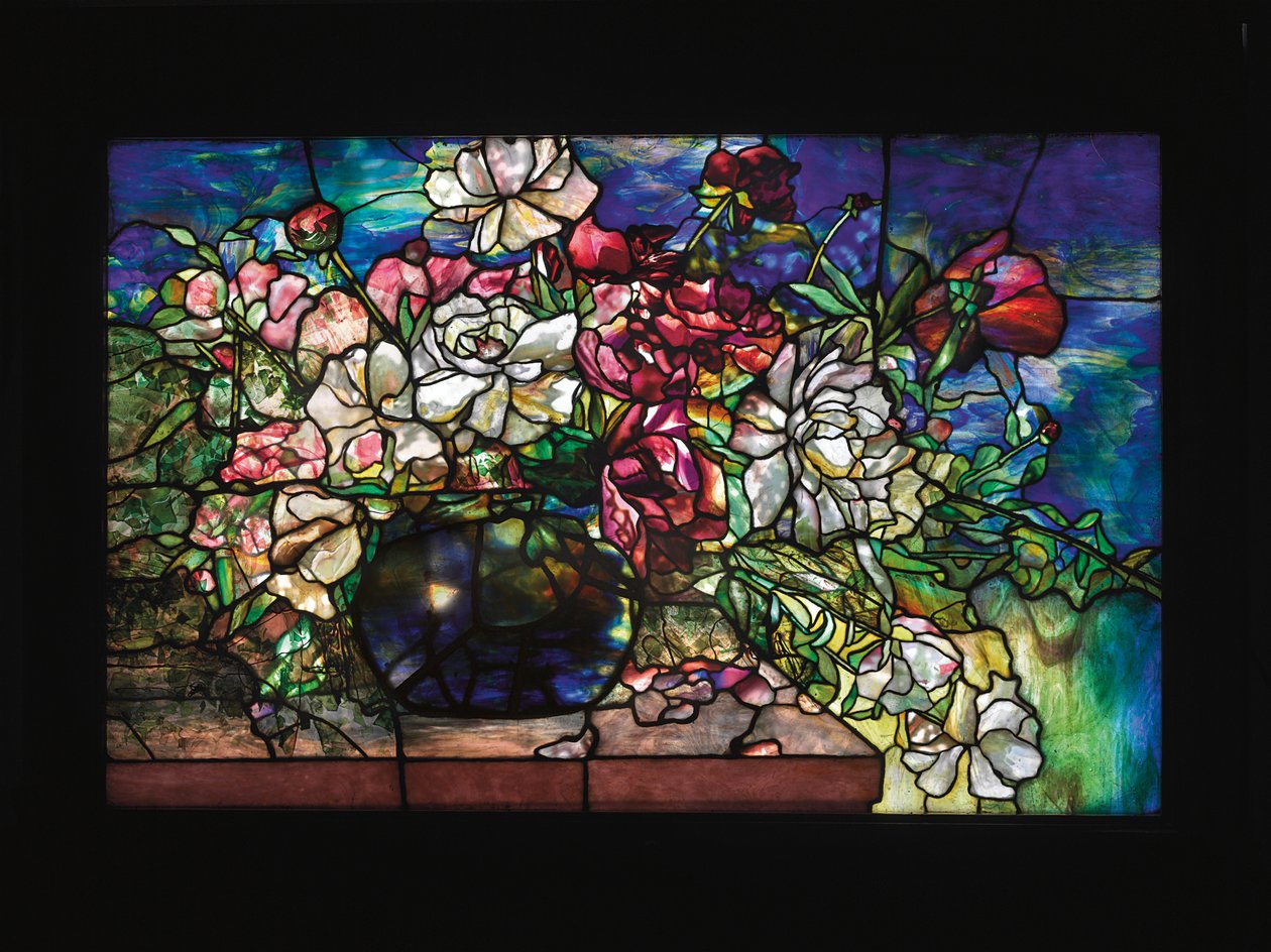 Pfingstrosenfenster aus dem Darius Goff House, Pawtucket, Rhode Island, ca. 1893 von Tiffany Studios