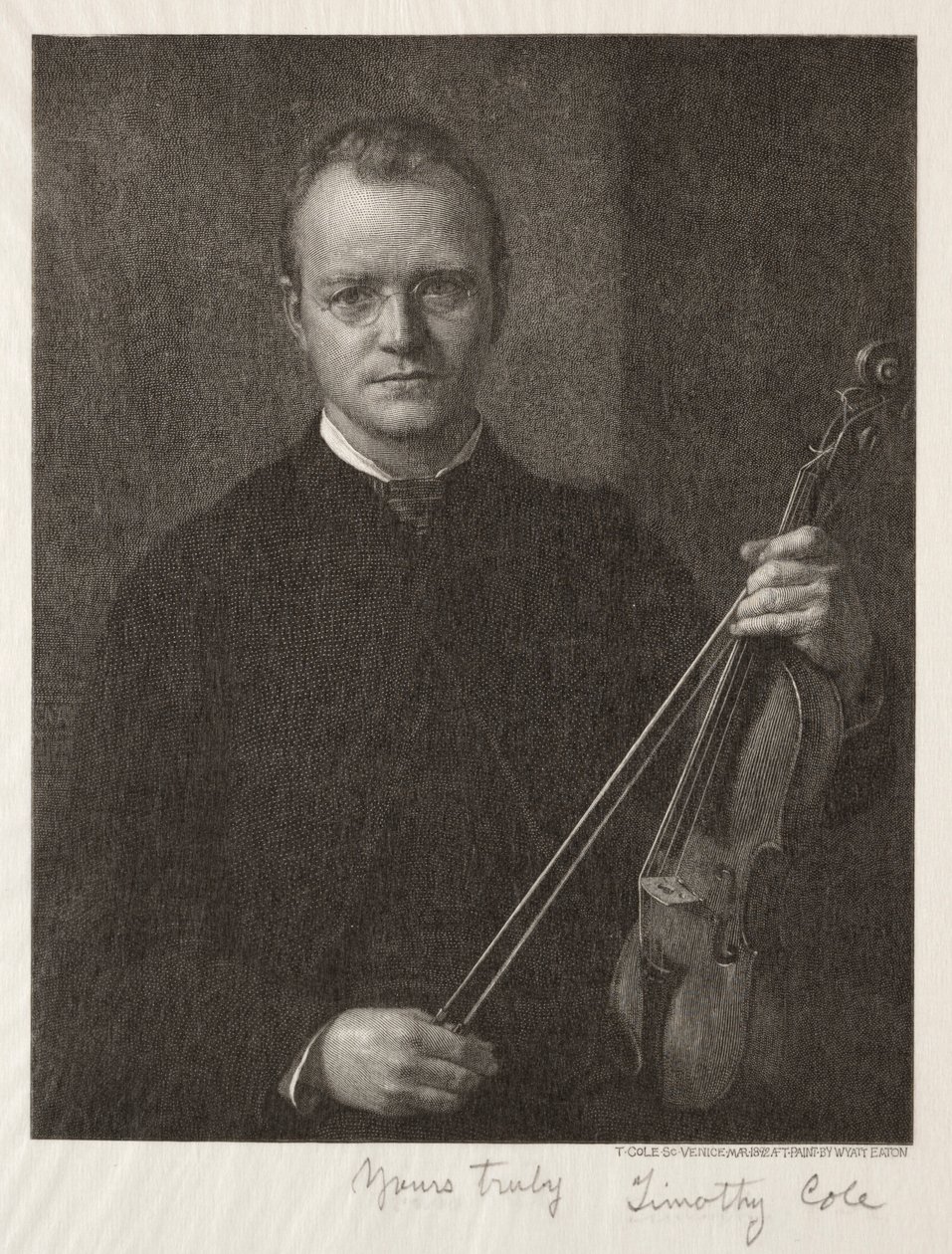 Alte italienische Meister: Porträt von Timothy Cole Mann mit Geige, 1892 von Timothy Cole