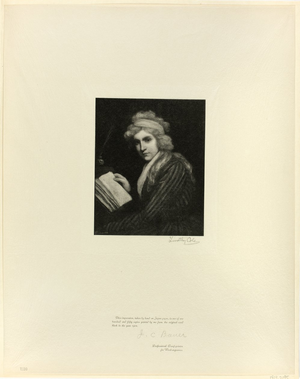 Porträt von Mary Wollstonecraft, aus Old English Masters von Timothy Cole