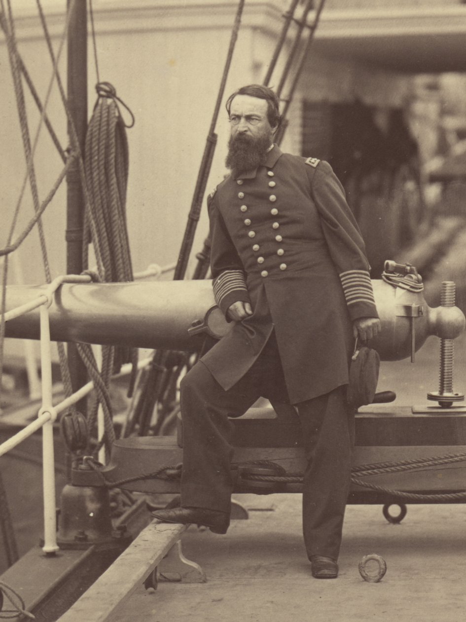Admiral David Dixon Porter auf dem Deck seines Flaggschiffs der "Malver" nach dem Sieg bei Ft. Fisher, North Carolina von Timothy H. O