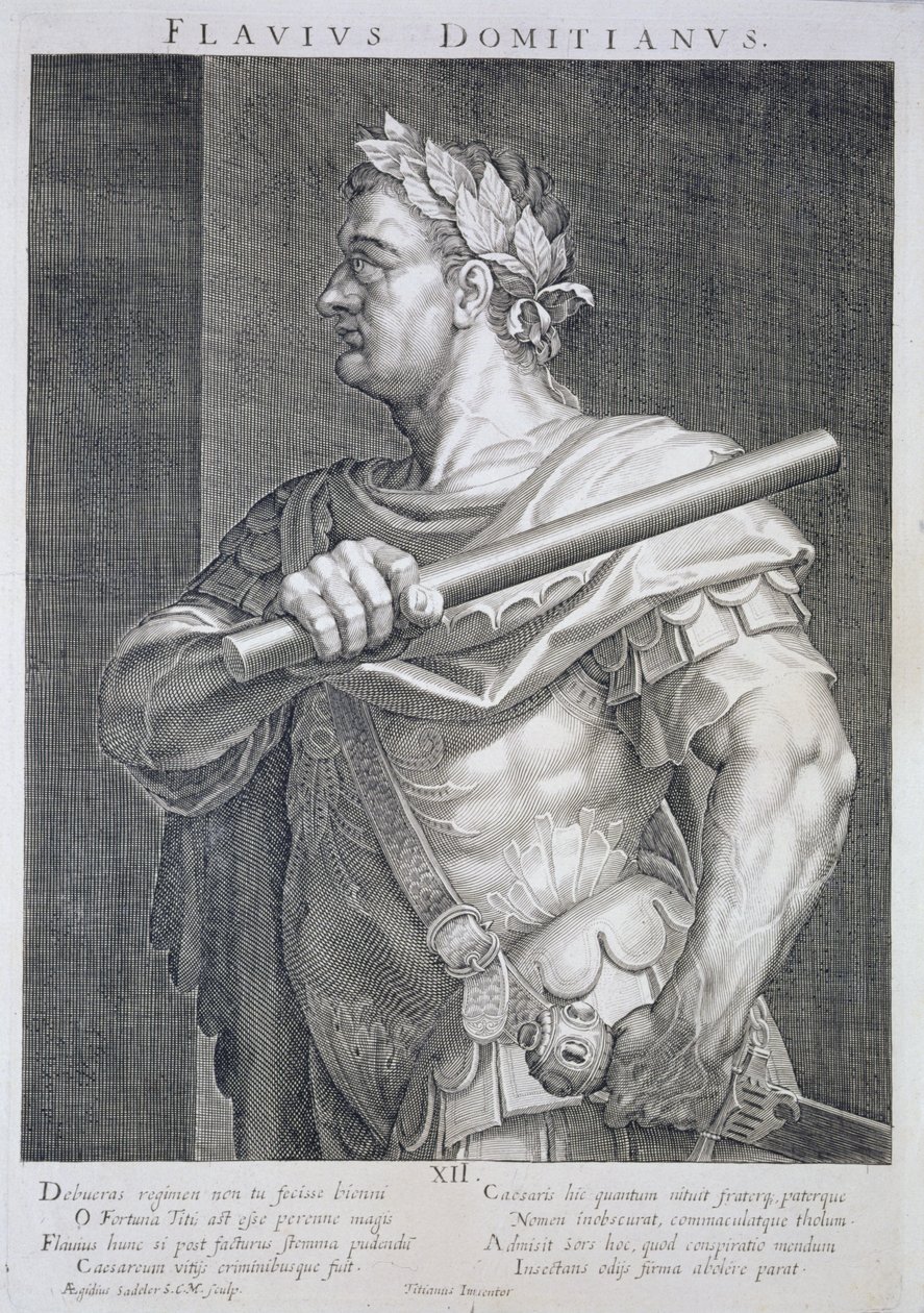 Flavius Domitian (AD 51 - AD 96) Kaiser von Rom 81-96 AD, graviert von Aegidius Sadeler (1570-1629) von Tiziano Vecelli
