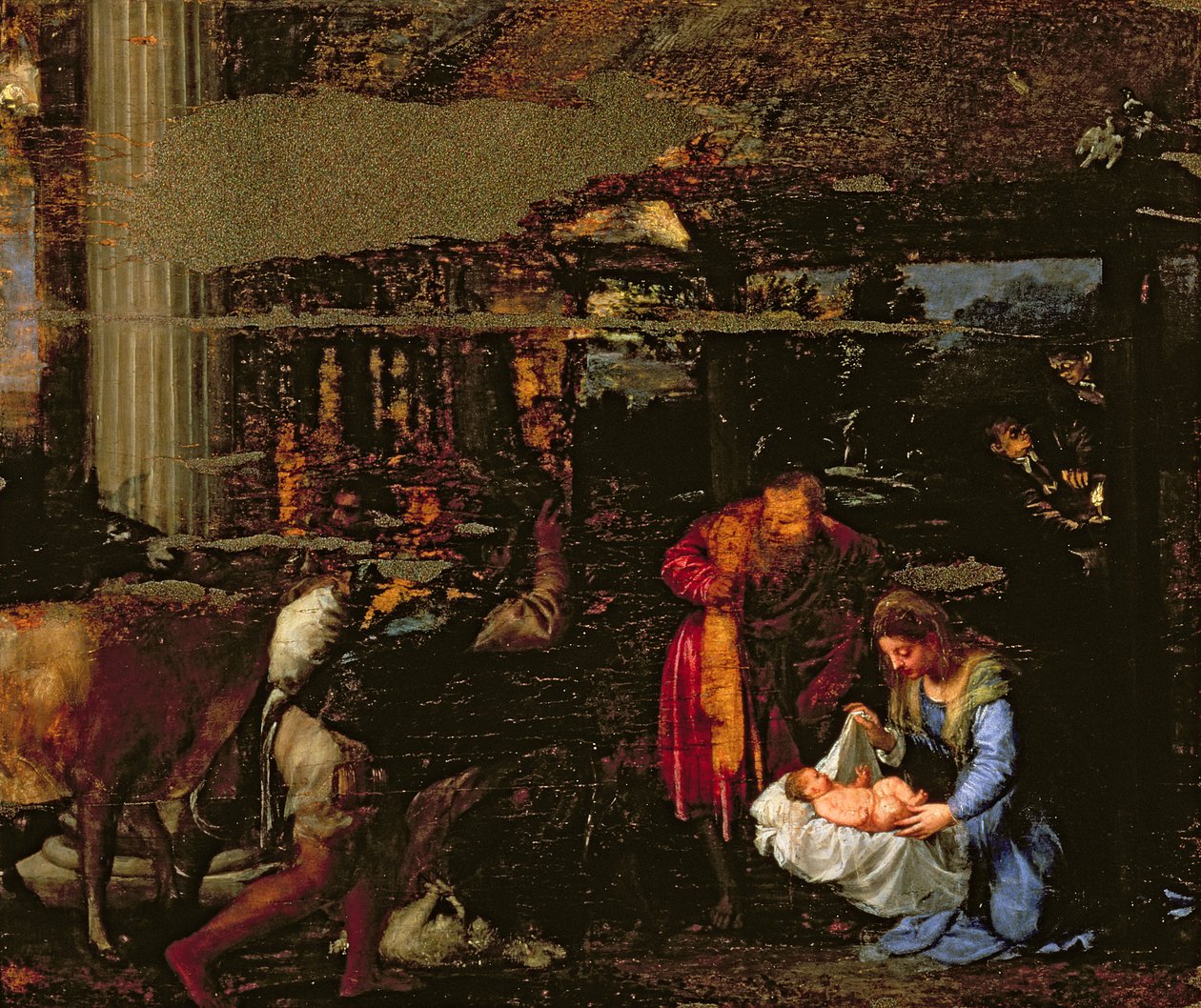 Die Anbetung der Hirten von Tiziano Vecelli