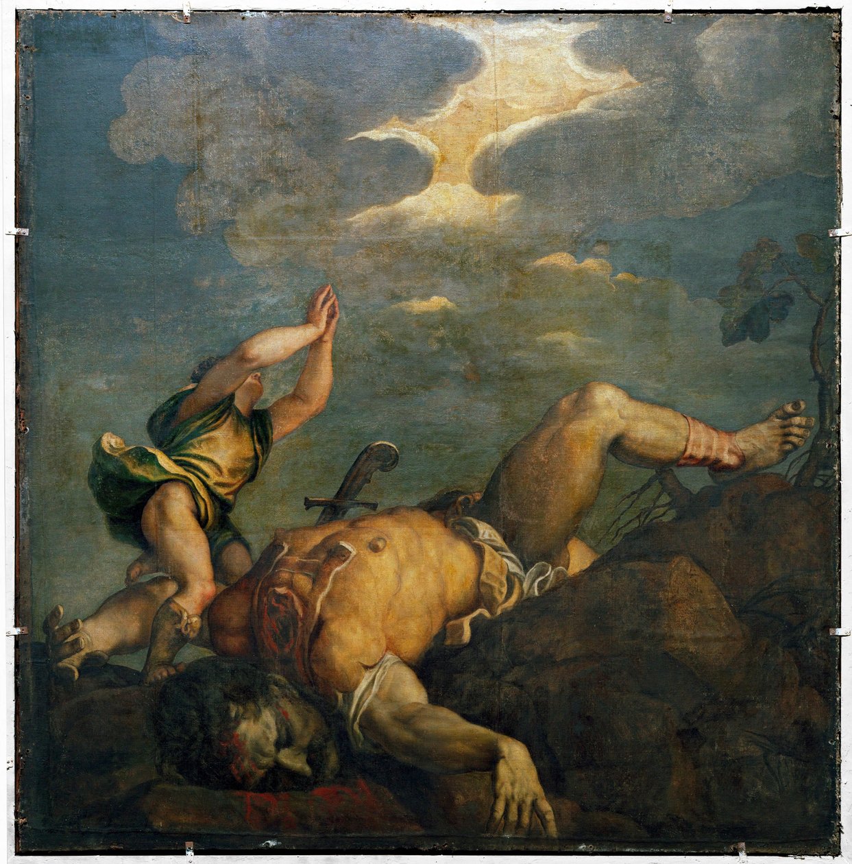 David und Goliath. Fresko von Titian (c.1488 1576)