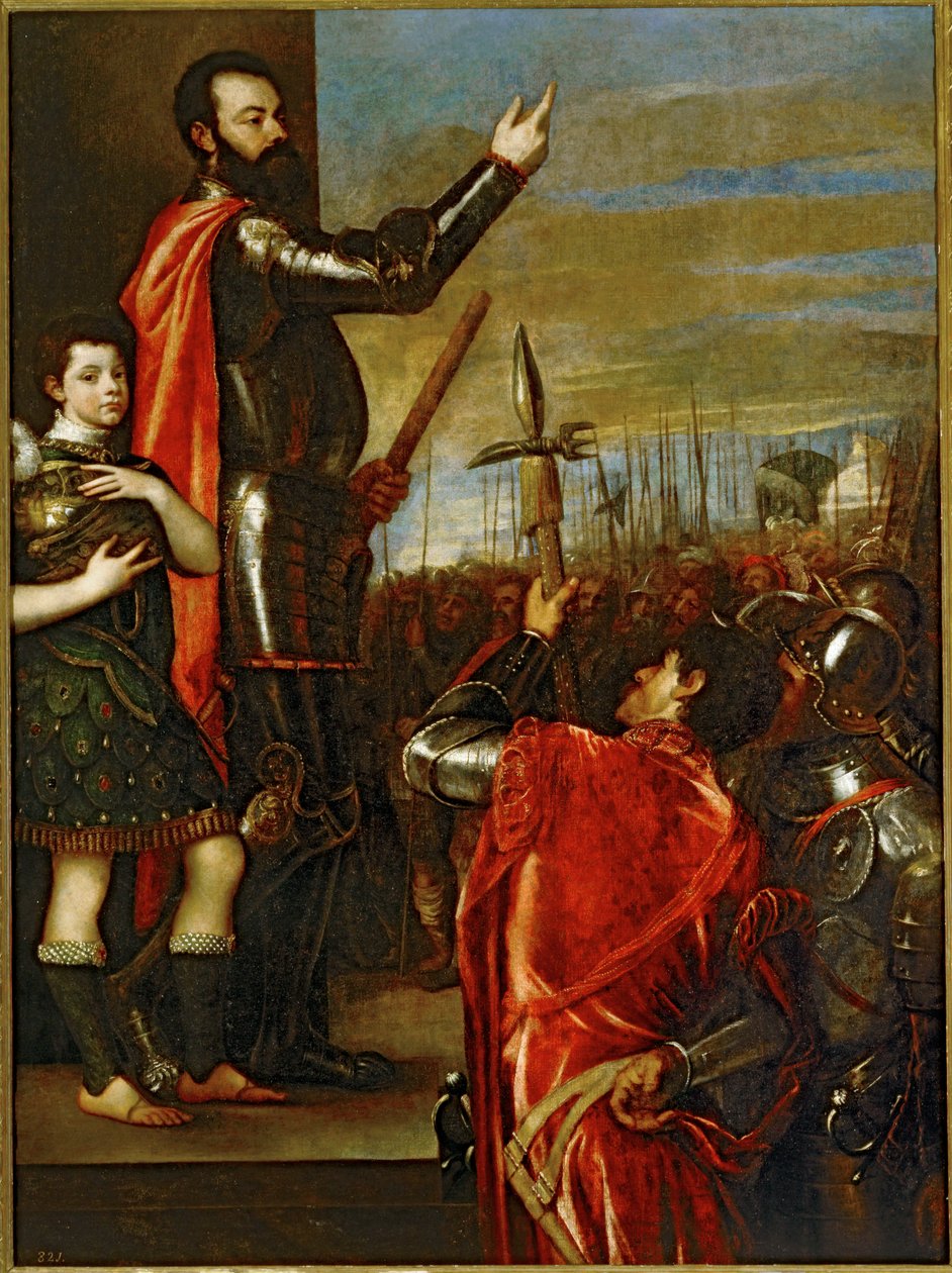 Der Marquis von Vasto spricht zu seinen Soldaten von Titian (c.1488 1576)