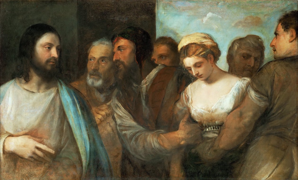 Christus und die Ehebrecherin von Tiziano Vecelli