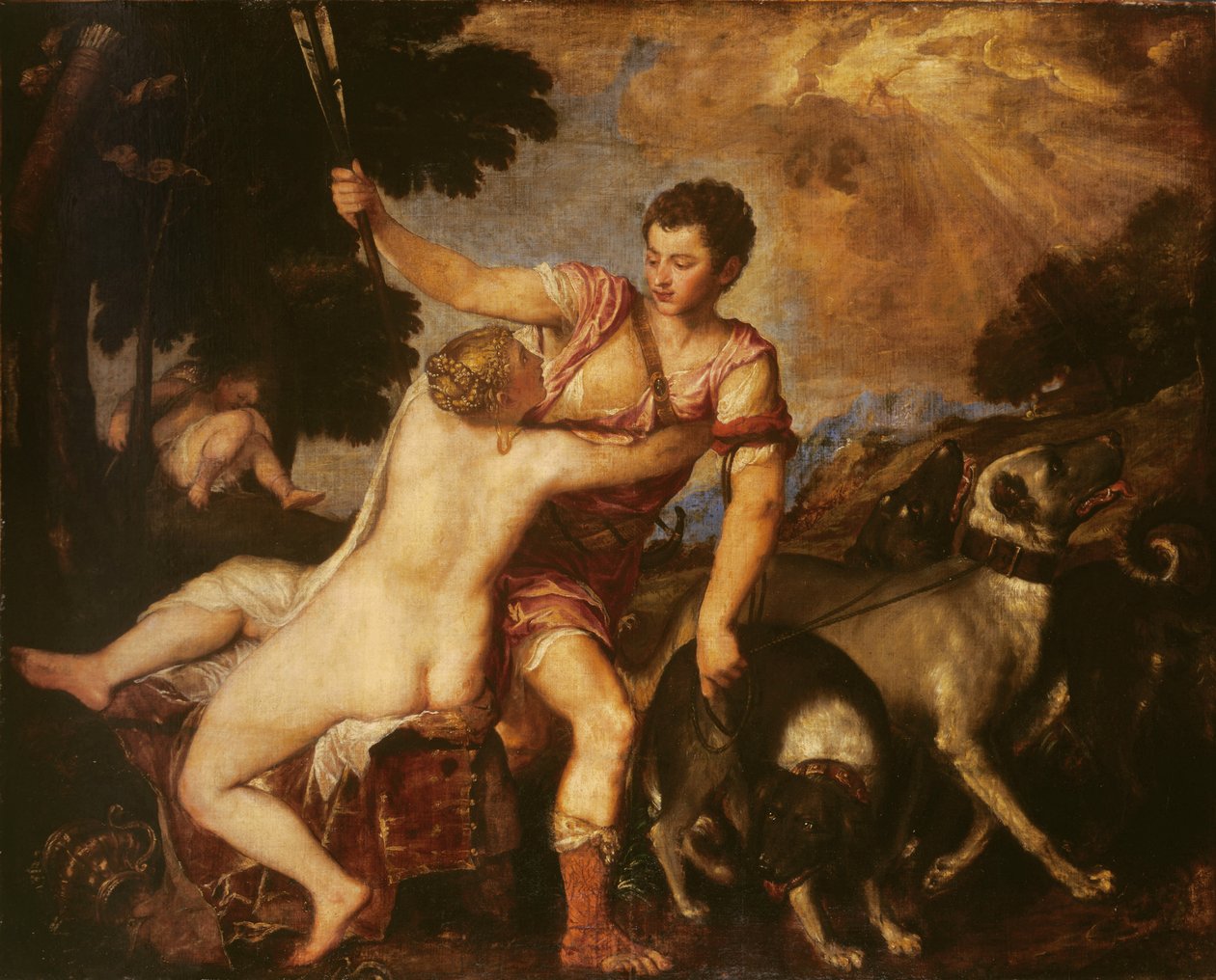 Venus und Adonis, 1555 von Tiziano Vecelli