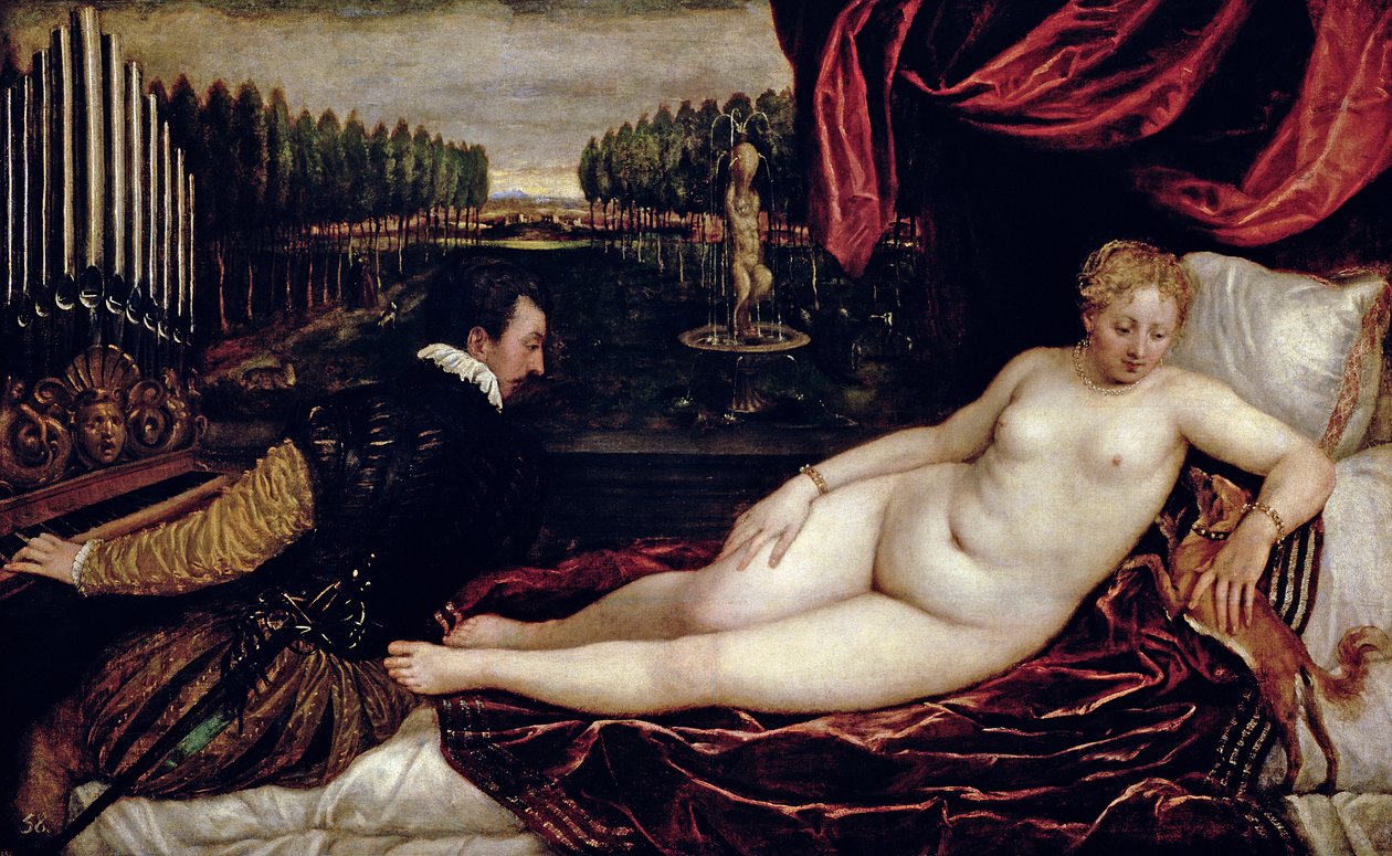 Venus und der Organist, ca. 1540-50 von Tiziano Vecelli
