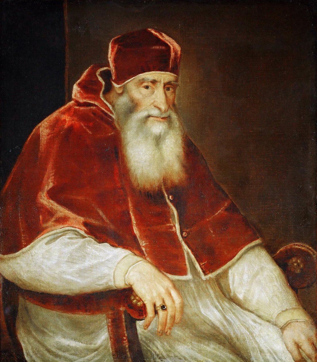 Porträt von Papst Paul III. Farnese, 1543 von Tiziano Vecelli