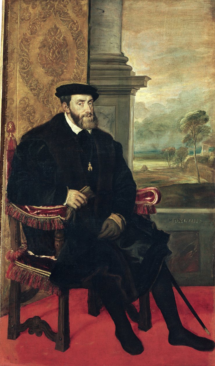 Sitzendes Porträt von Kaiser Karl V., 1548 von Tiziano Vecelli