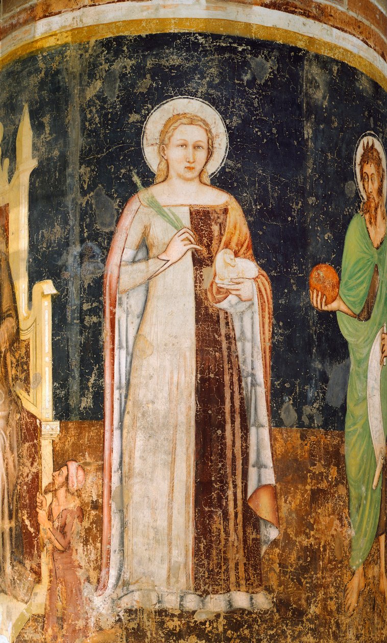 Heilige Agnes, Fresko, Kirche San Nicolo, Treviso von Tomaso da (late 15th century) Modena