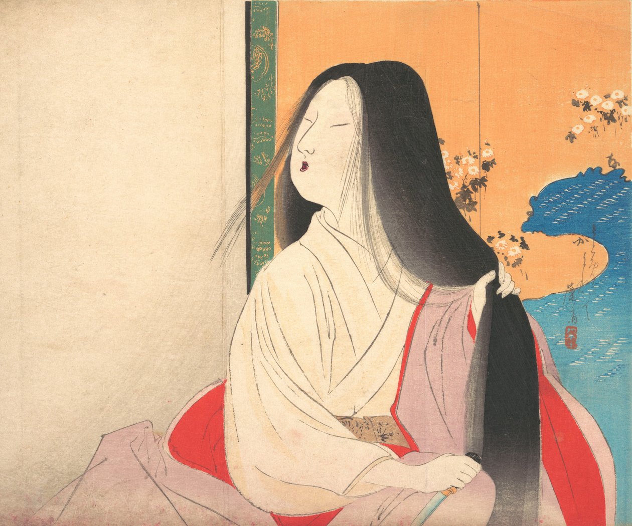 Lady Kesa aus dem kuchie Frontispiz eines Romans von Tomioka Eisen