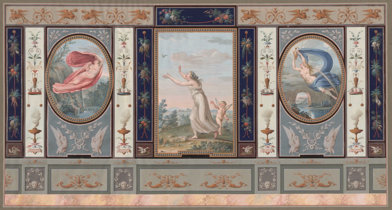 Aufwendige Wanddekoration mit Endymion und Hebe von Tommaso Bigatti