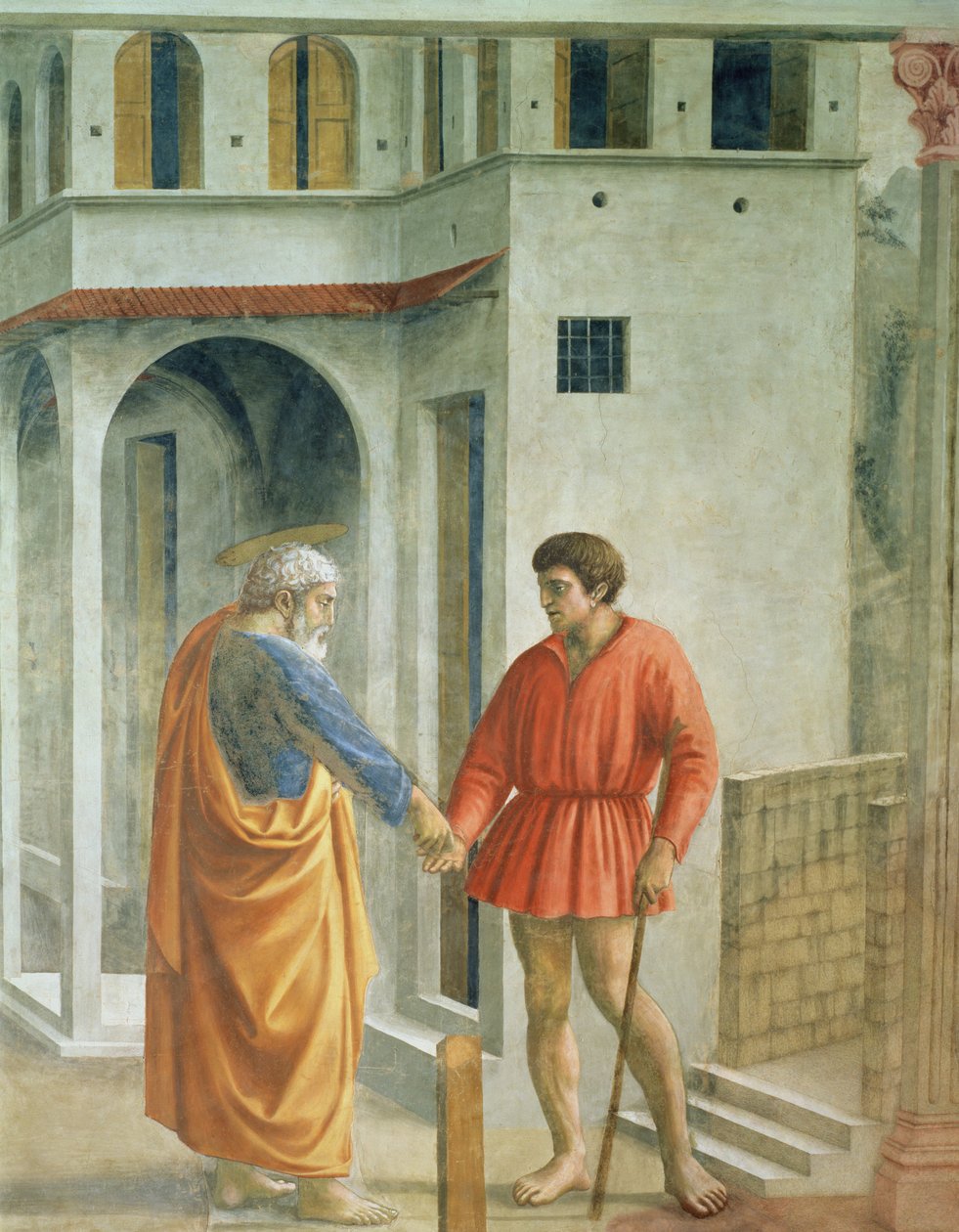 Zinsgroschen St. Peter zahlt den Zöllner - Detail, ca. 1427 Fresko von Tommaso Masaccio
