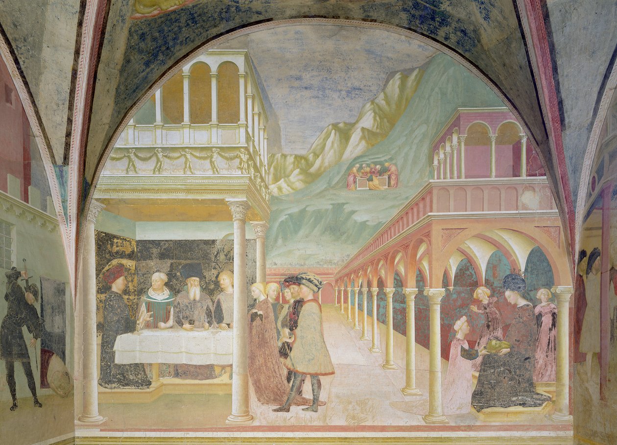 Das Bankett des Herodes, aus dem Zyklus des Lebens von Johannes dem Täufer von Tommaso Masolino da Panicale
