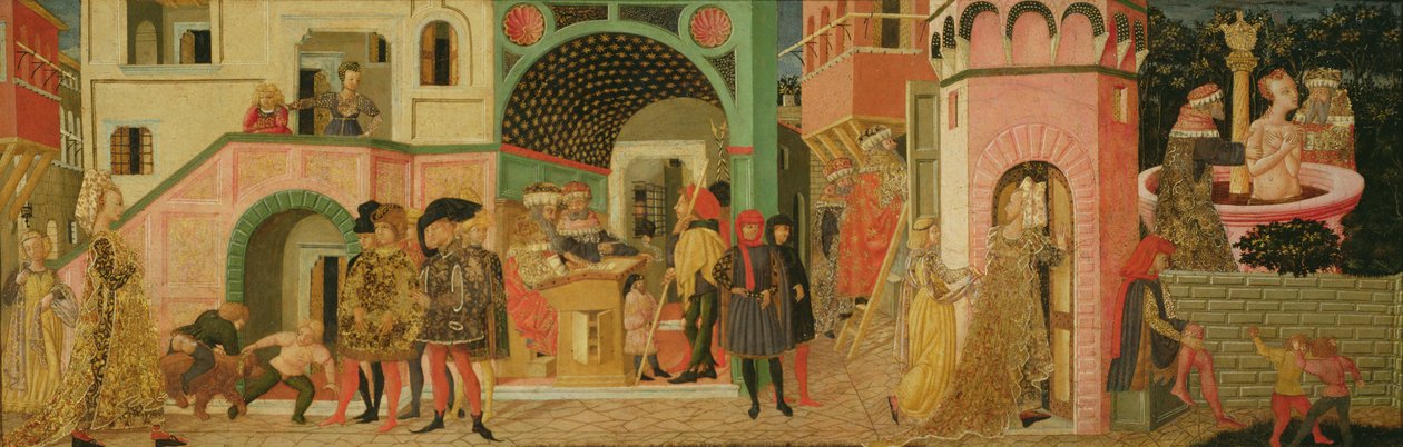 Die Geschichte von Susanna, Vorderseite einer Hochzeitstruhe, ca. 1450 von Giovanni di Ser Giovanni