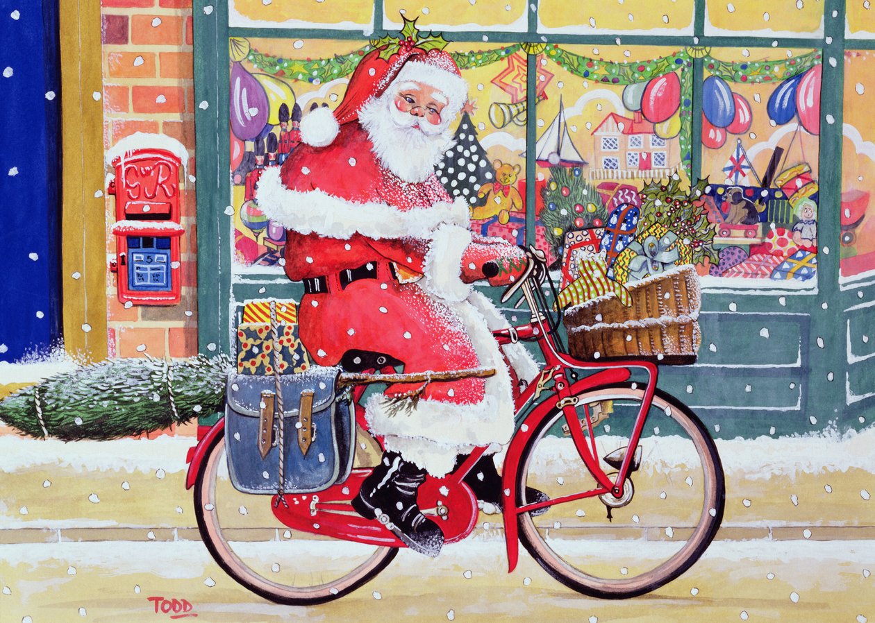 Weihnachtsmann auf einem Fahrrad von Tony Todd