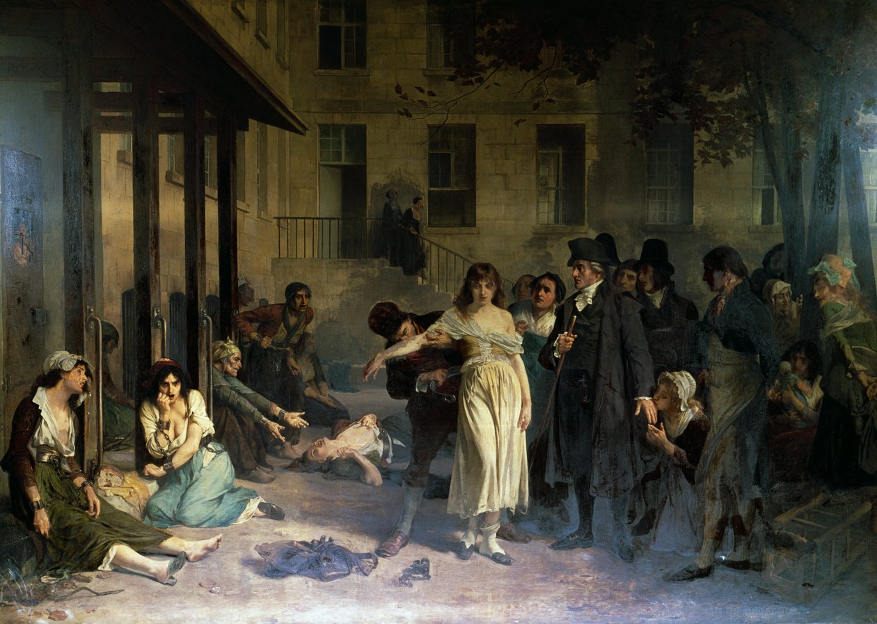 Psychiater Philippe Pinel (1745-1826) befreit Geisteskranke von ihren Ketten im Salpetriere-Asyl in Paris 1795, Gemälde von Tony Robert-Fleury (1837-1911) von Tony Robert Fleury