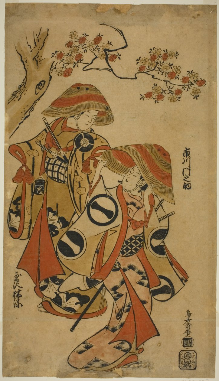 Die Schauspieler Ichikawa Monnosuke I und Tamazawa Rinya von Torii Kiyomasu I