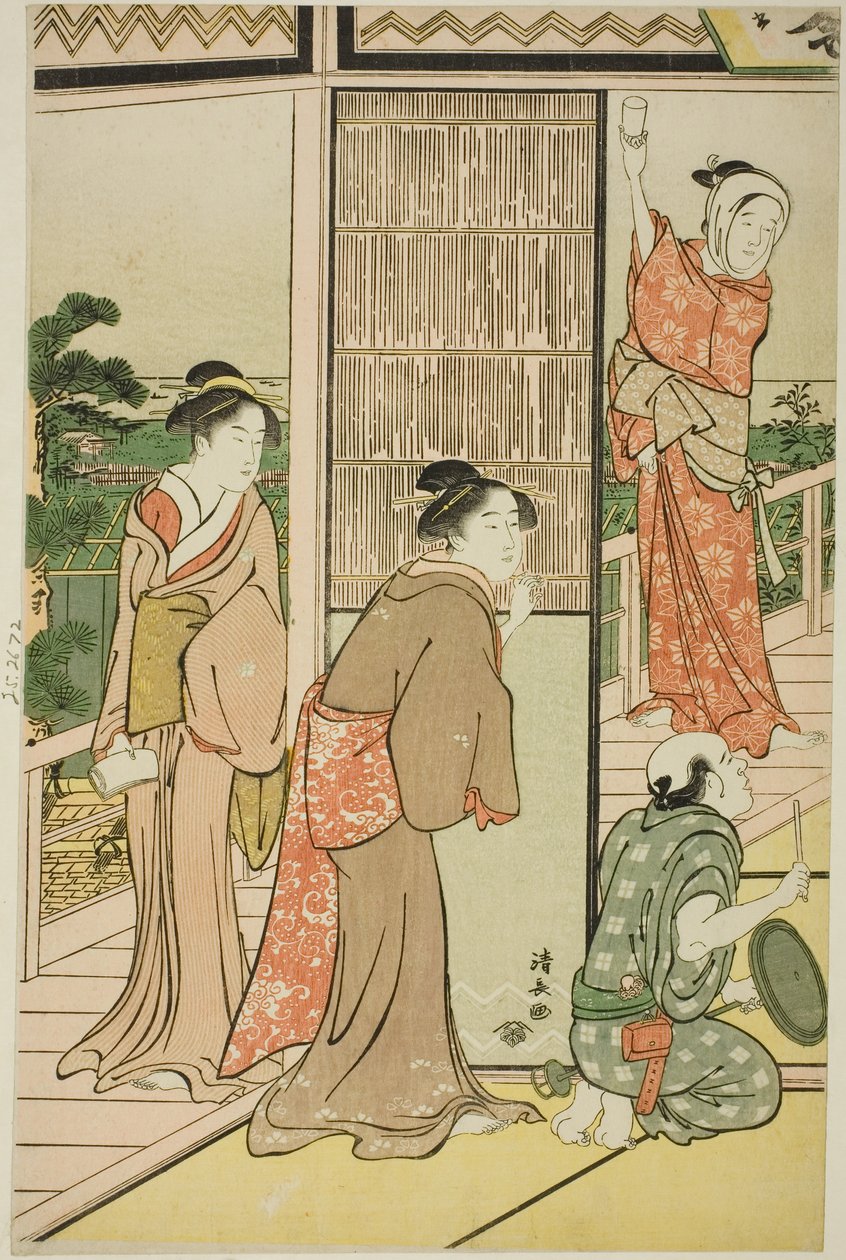 Eine Party in den Vergnügungsvierteln von Shinagawa von Torii Kiyonaga