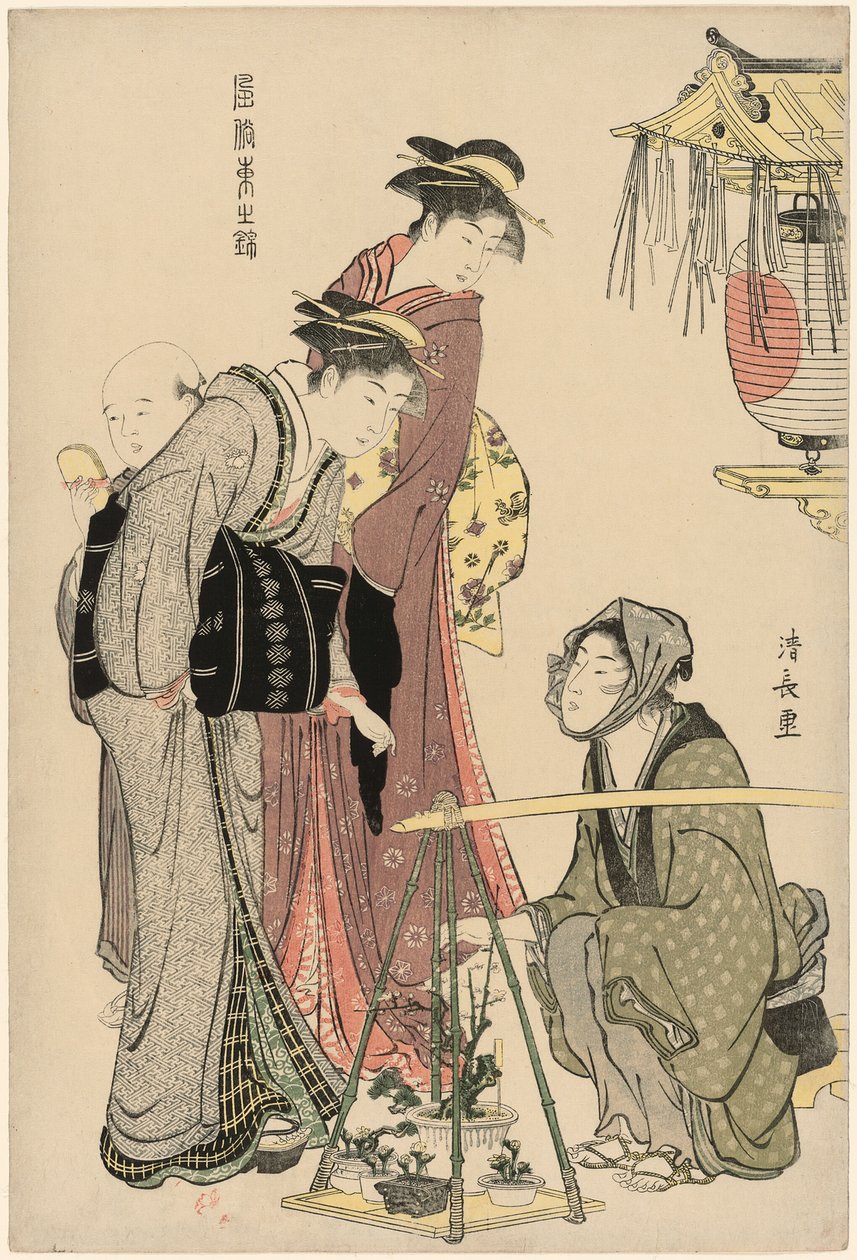 Kauf von Topfpflanzen, aus der Serie "Ein Brokat der östlichen Sitten (Fuzoku Azuma no nishiki)" von Torii Kiyonaga
