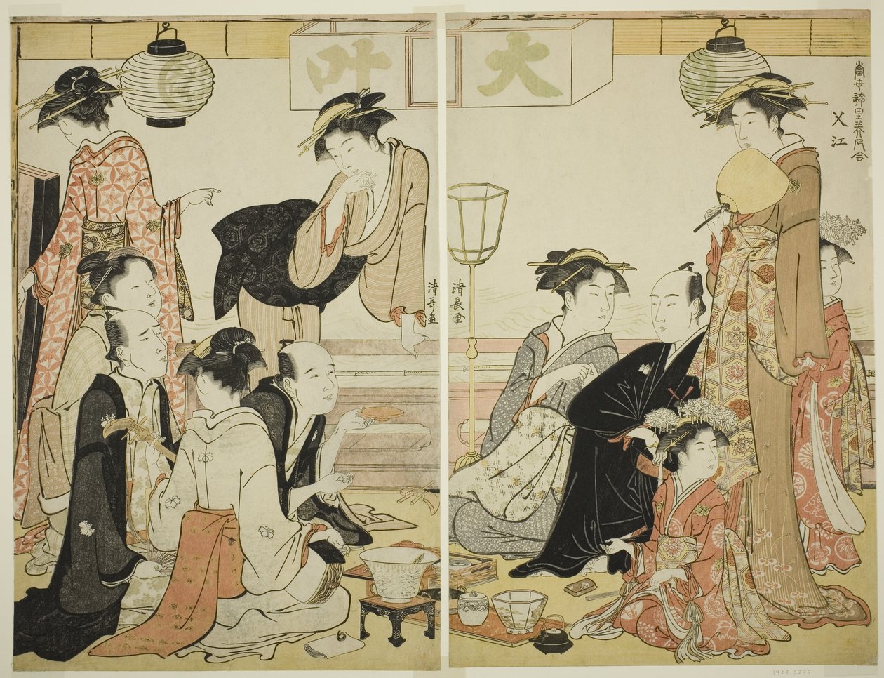 Unterhalter von Nakazu, aus der Serie Eine Sammlung zeitgenössischer Schönheiten der Vergnügungsviertel von Torii Kiyonaga