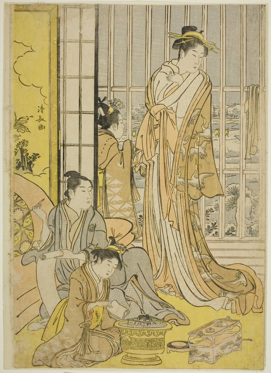 Schneemorgen im Vergnügungsviertel (Seiro yuki no ashita) von Torii Kiyonaga