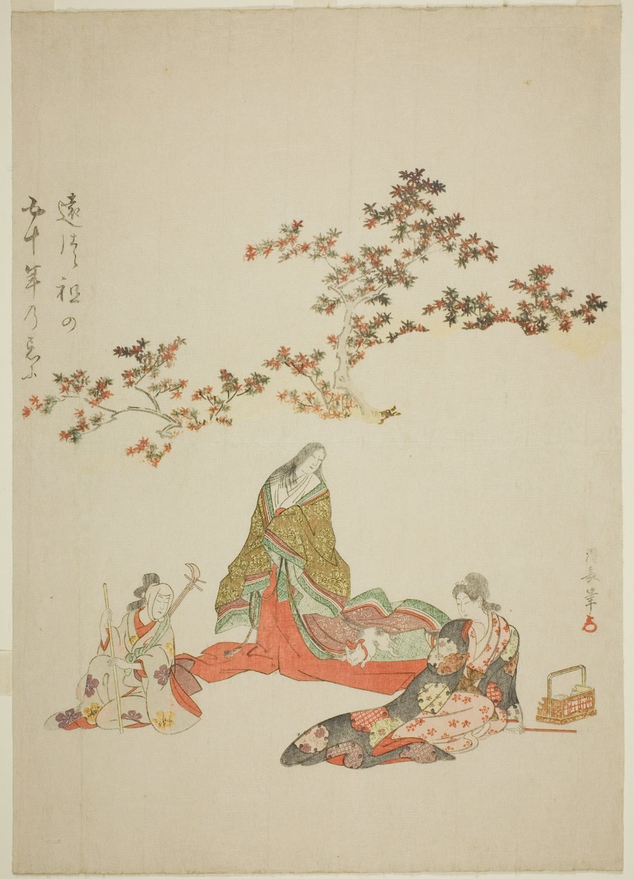 Surimono zur Erinnerung an den 50. Todestag des Schauspielers Iwai Hanshiro III von Torii Kiyonaga
