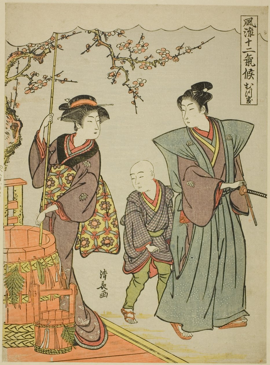 Der erste Monat (Mutsuki), aus der Serie "Modische zwölf Jahreszeiten (Furyu juni kiko)" von Torii Kiyonaga