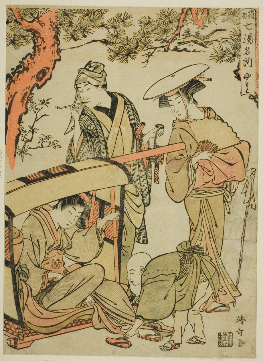 Yumoto, aus der Serie "Sieben berühmte heiße Quellen von Hakone" von Torii Kiyonaga