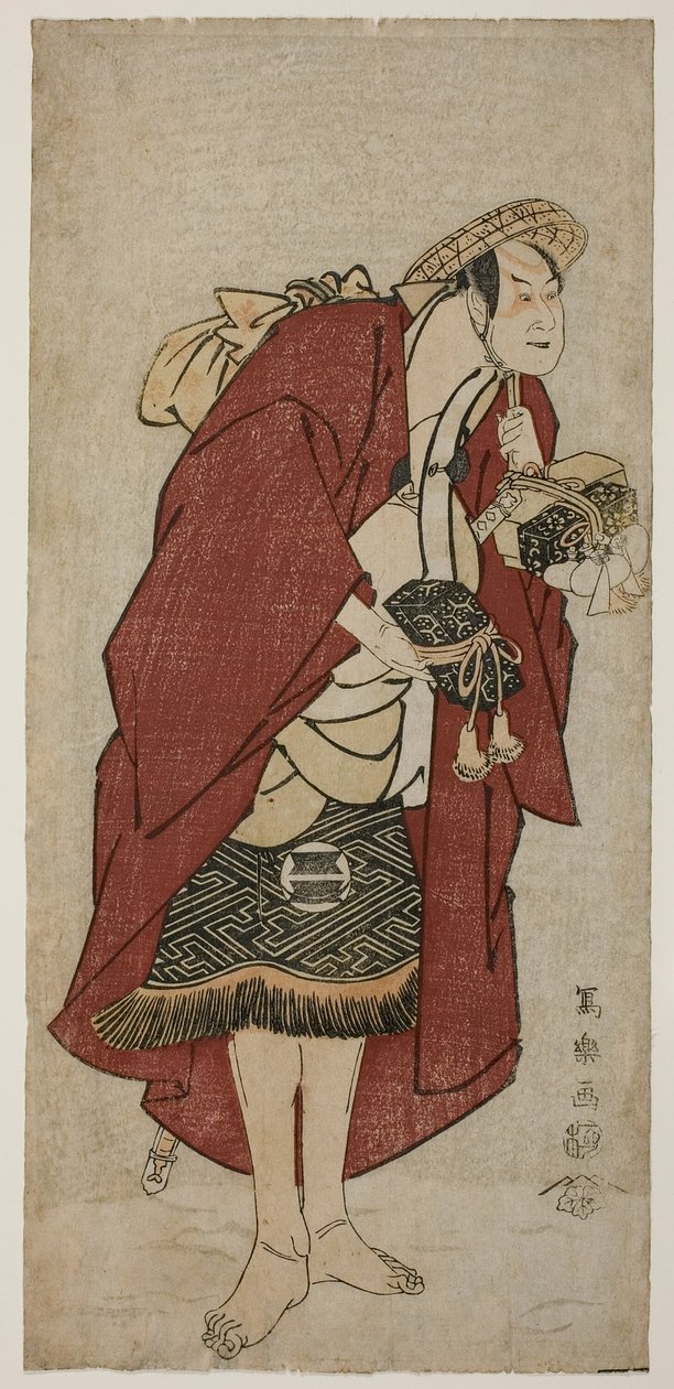 Der Schauspieler Sakata Hangoro III als der Stallknecht Abumizuri no Iwazo in Koriyama, tatsächlich Kurisaka Taro Tomonori (Sandai-me Sakata Hangoro no Koriyama no Umakata Abumizuri no Iwazo, jitsuwa Kurisaka Taro Tomonori) von Toshusai Sharaku
