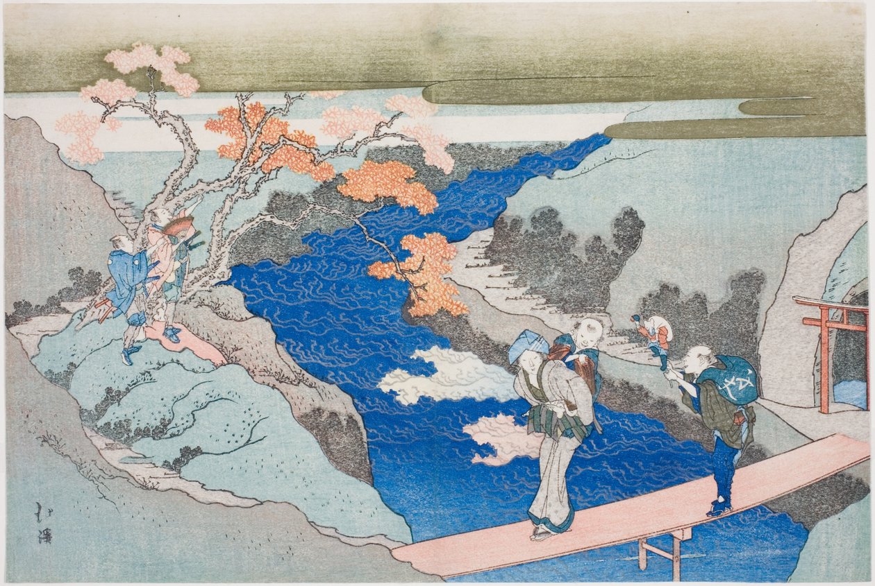 Herbstahorn am Takinogawa-Fluss, aus dem Album "Der ewige Wasserfall (Tokiwa no taki)" von Totoya Hokkei