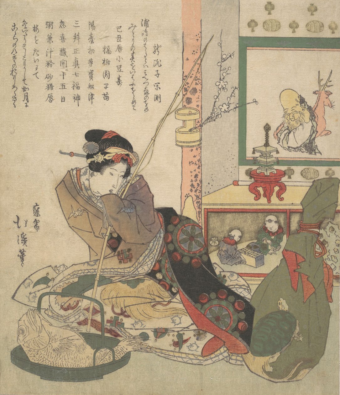 Bijin Urashima und die sieben Glücksgötter Shichi-fuku-jin von Totoya Hokkei