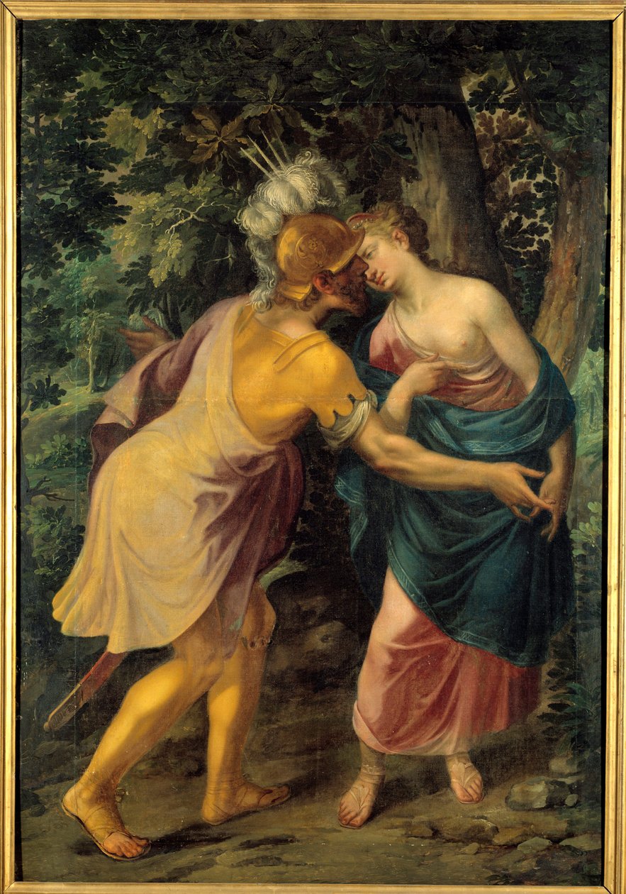 Abschied eines Kriegers von einer Königin oder „Hyanthe (Hyante) begrüßt von Francus“ oder „Tancrede und Herminie“ von Toussaint Dubreuil