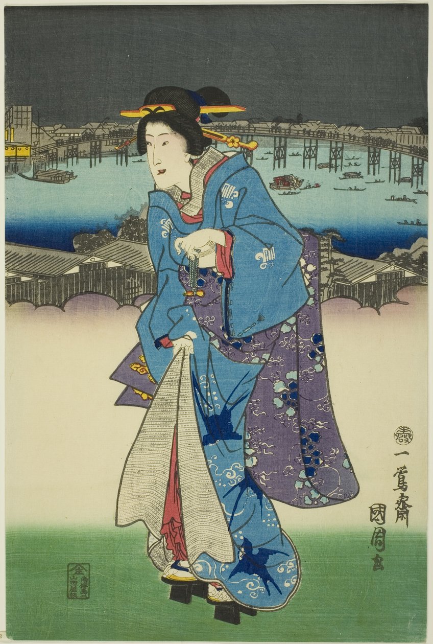 Abendvergnügungen in Ryogoku in der östlichen Hauptstadt (Toto Ryogoku yoasobi no zu) von Toyohara Kunichika