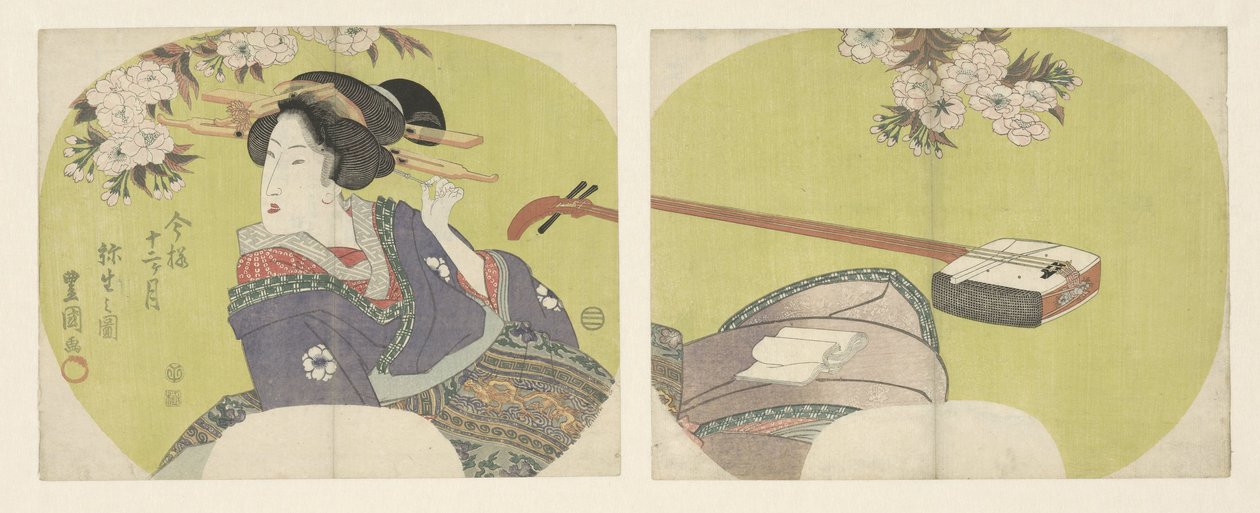 Kurtisane und Shamisen von Toyokuni (II) , Utagawa