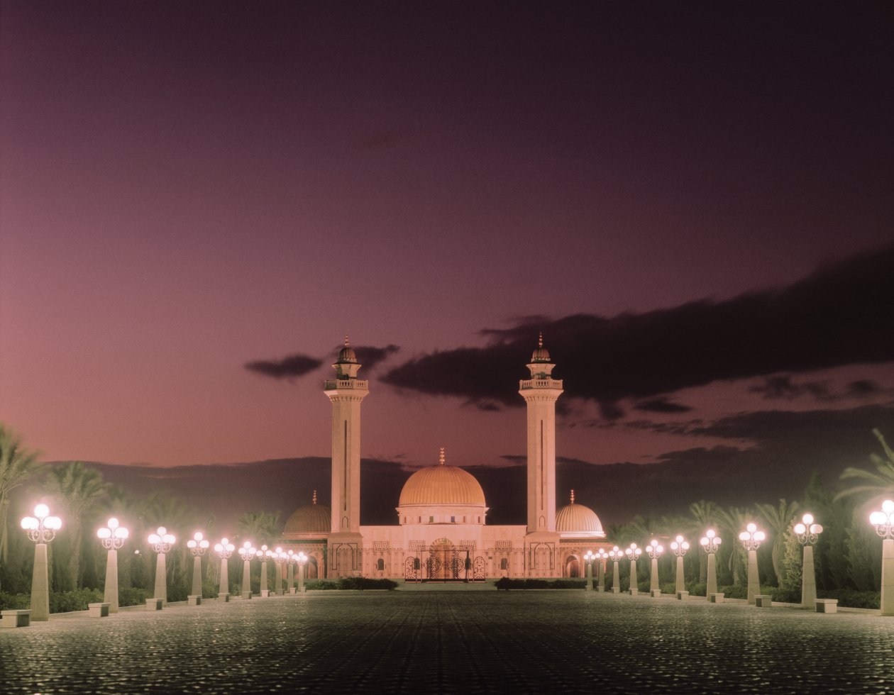 Die Bourguiba-Moschee bei Nacht von Tunisian School