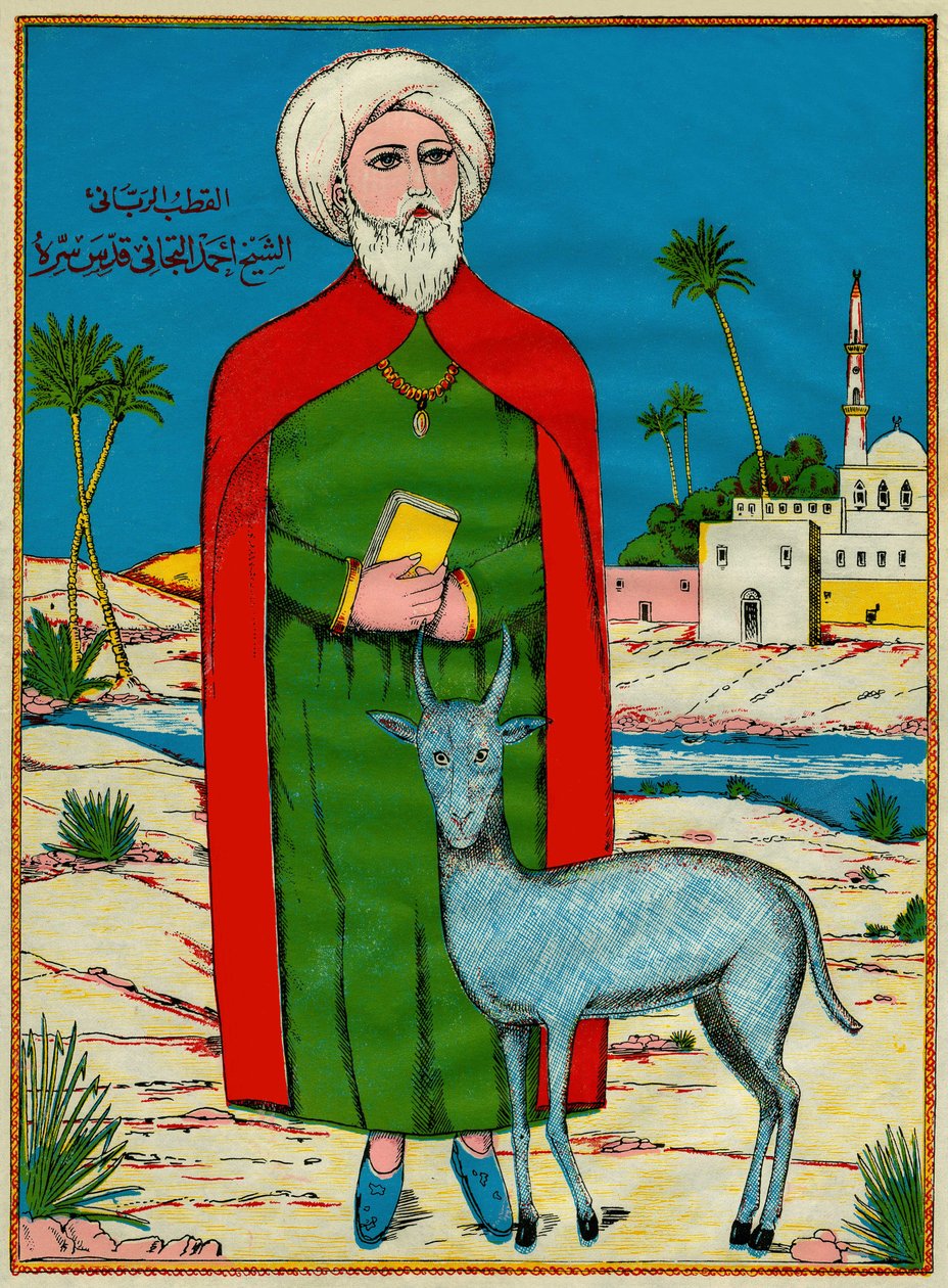Scheich Sidi Ahmed al-Tijani, Gründer einer sunnitischen Marmeladenfabrik Al-Tirania (Tijaniyya), im 18. Jahrhundert. Volkskunst, Tunesien von Tunisian School