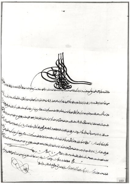 Dokument zur sicheren Durchreise, ausgestellt an Rene de Chateaubriand (1768-1848) von Sultan Selim III (1761-1808) 14-23 September 1806 von Turkish School