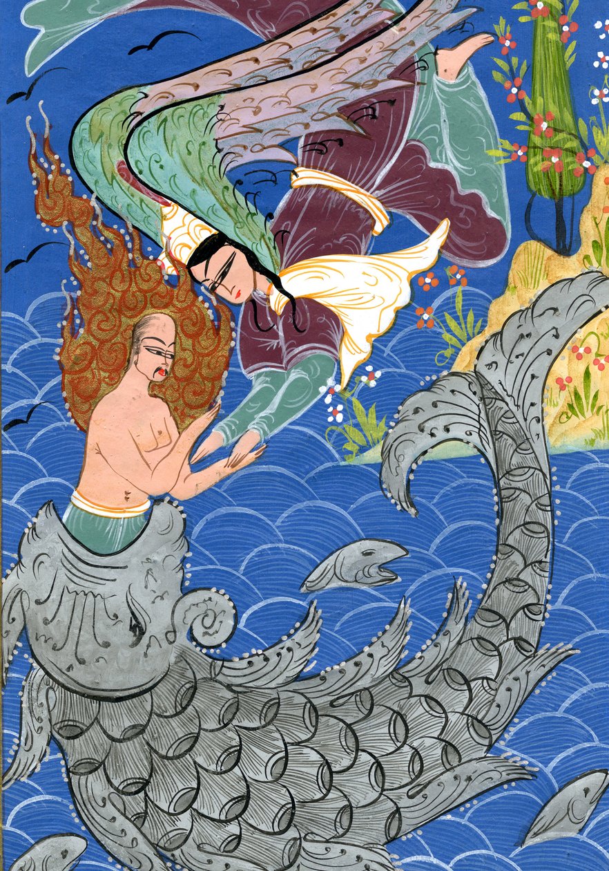 Jona und der große Fisch (Aquarell auf Papier) von Turkish School