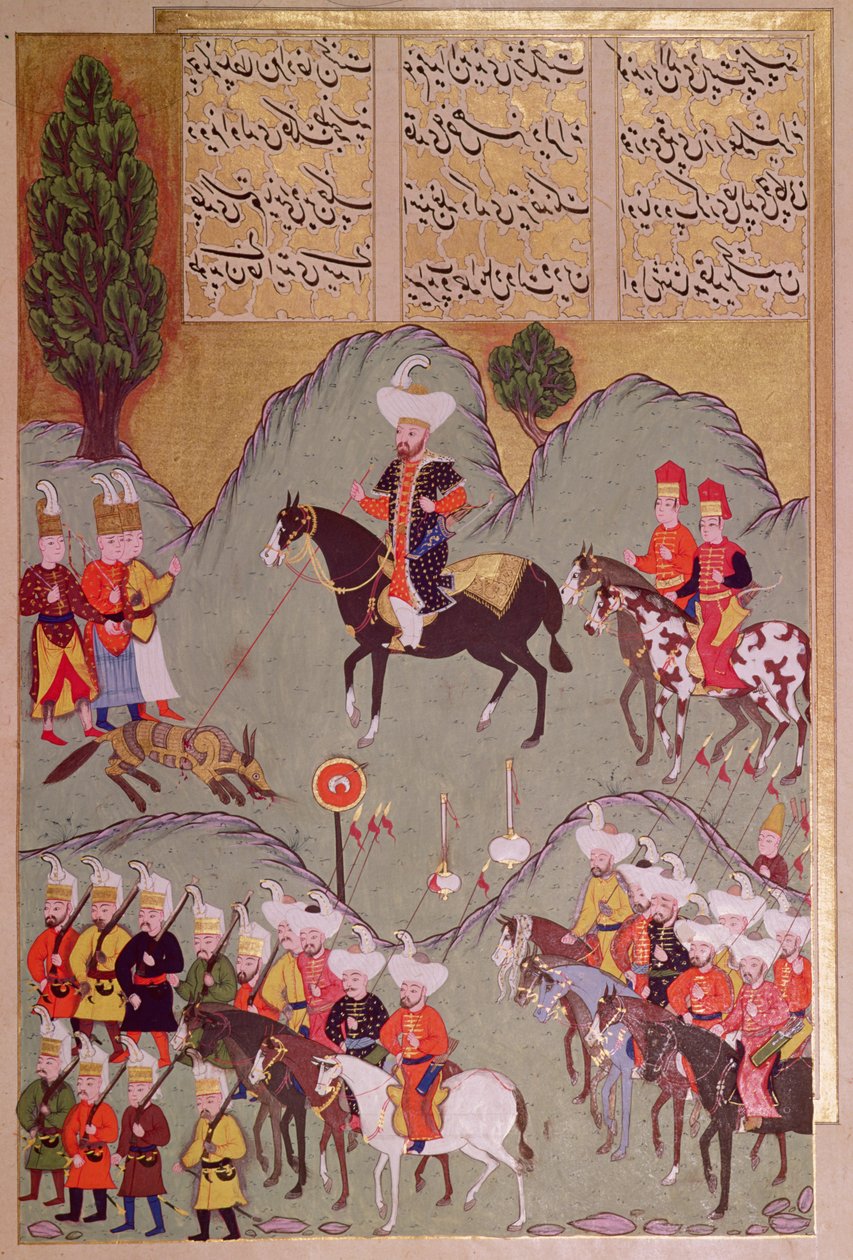 Sultan Murad I. jagt einen Wolf, aus 