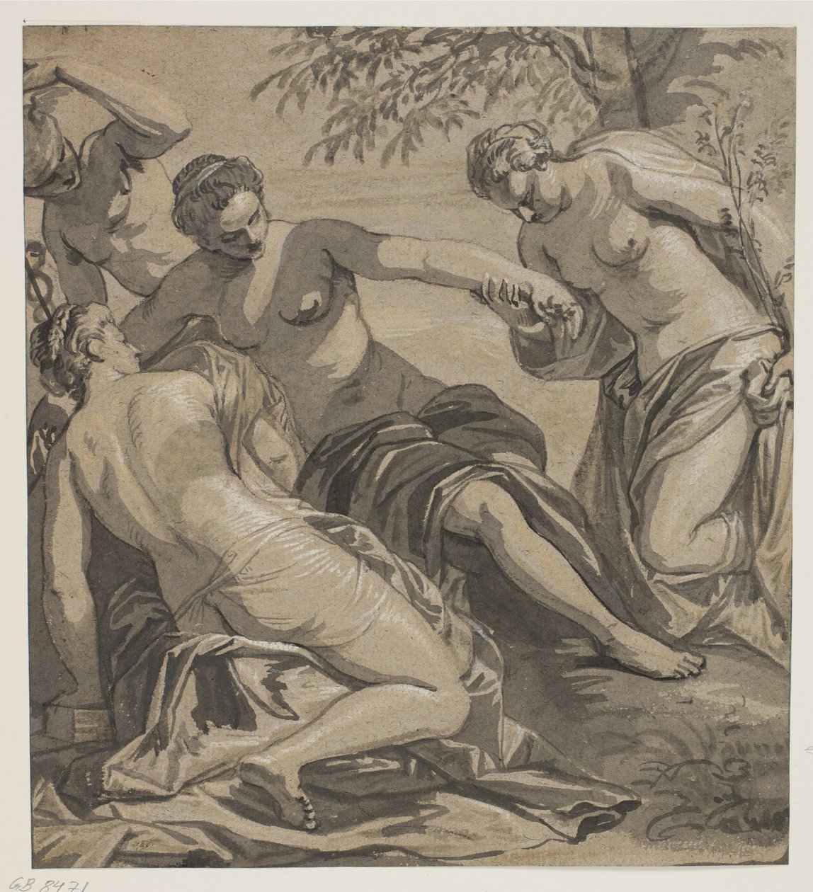 Die drei Grazien und Merkur, nach dem Gemälde im Anticollegio, Palazzo Ducale, Venedig von Ubekendt Ubekendt