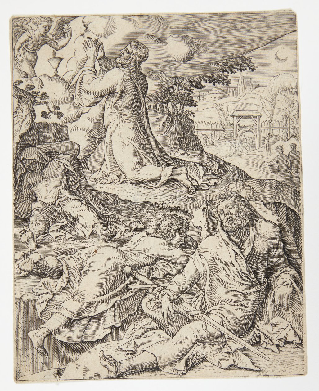 Die Agonie im Garten von Ubekendt efter Dirck Volckertsz. Coornhert efter Maarten van Heemskerck