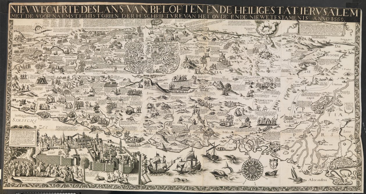 Neue Karte des Landes der Verheißung und des heiligen Staates Jerusalem von Ubekendt nederlandsk aktiv midten af 1600 tallet
