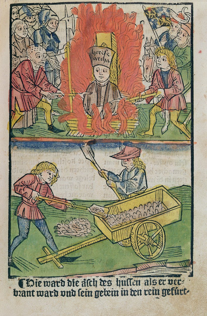 Jan Hus auf dem Scheiterhaufen beim Konzil von Konstanz, aus 